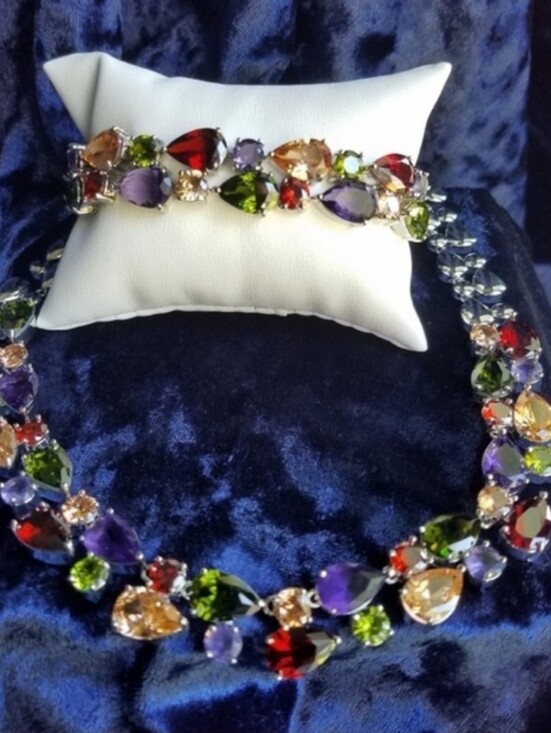 Swarovski Jewelry - Swarovski Elements Multicolor Teardrop Crystal Statement Necklace NEW